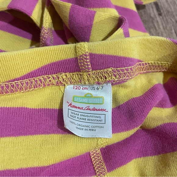 Hanna Anderson Pink and Yellow Striped Pajama Pants Size 6-7 - Picture 2 of 2